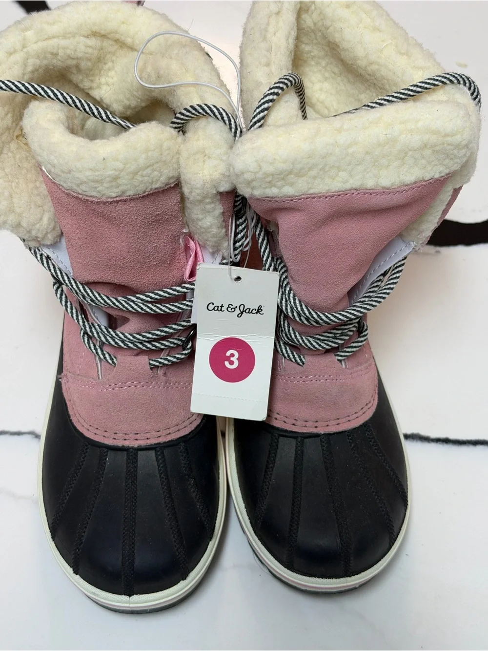 American Apparel Pink and Black Kids Snow Boots